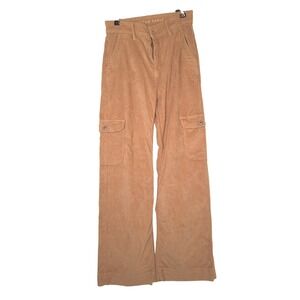 American Eagle Tan Corduroy Cargo Wide Leg Pants Womens Size 000 Stretch Regular